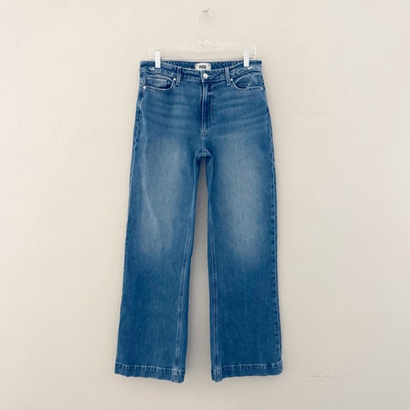 Paige Leenah Wide Leg Jeans 30 Volar Med Blue Denim Relax Casual Minimalist Chic - Picture 5 of 14